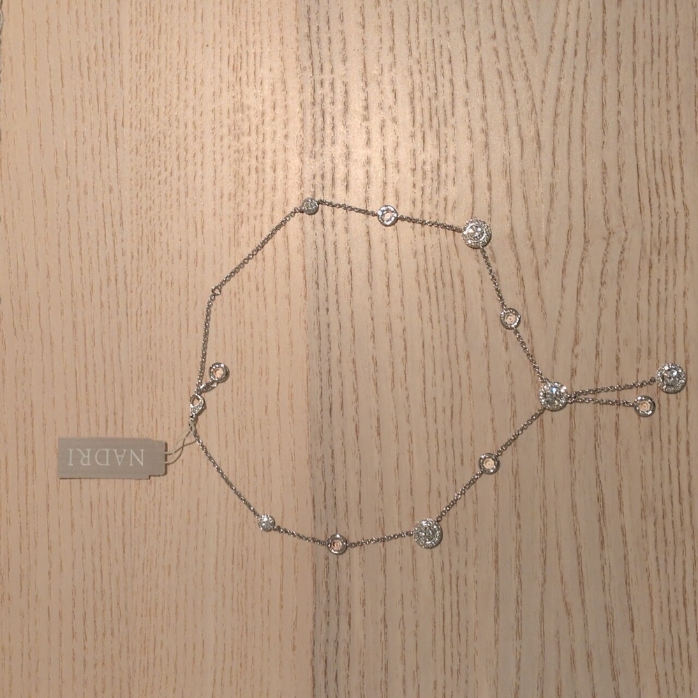 Nadri Silver Lariat Y Necklace Cubic Diamond Comes W/ FREE Bracelet *NWT*